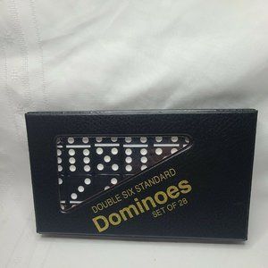 Dominoes Double 6 Six Standard Size Black Tile Set New